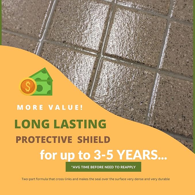 GlazeGuard Matte Floor Sealer Wall Sealer for Ceramic, Porcelain, Stone Tile Surfaces (3 Gal - Prof Grade (2) Part Kit)