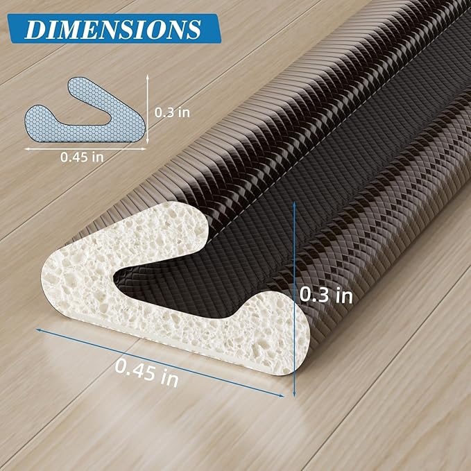V-Shaped Weather Stripping Door Seal, 33FT Draft Stopper for Doors/Windows, Gaps, Dustproof, Soundproof & Thermal Insulating, Noise-Reducing, Light-Blocking Door Gap Filler