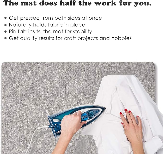 Wool Ironing Mat for Quilting - 17" x 17" XL Large Felt Ironing Pad 1/2" Thick, 100% New Zealand Wool Heat Resistant for Ironing, Sewing, Cutting on Ironing Board, Tabletop, Dryer, Countertop