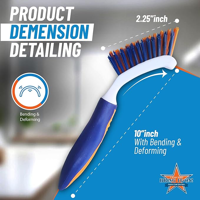 Bring It On Grout Cleaning Brush – Crevice Cleaning Brush with Stiff Nylon Bristles – 8-inch Heavy-Duty Grout and Tile Cleaner Brush – Scrubbing Brush for Corners, Bathroom, Kitchen, Tile, 6 Pack