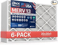 BNX TruFilter 20x30x1 Air Filter MERV 13 (6-Pack) - MADE IN USA - Electrostatic Pleated Air Conditioner HVAC AC Furnace Filters for Allergies, Pollen, Mold, Bacteria, Smoke, Allergen, MPR 1900 FPR 10