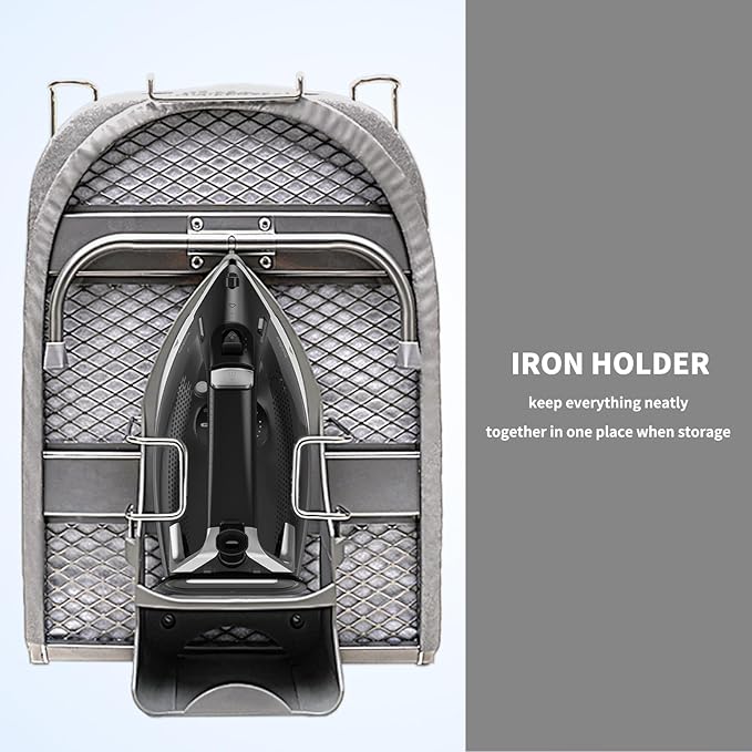 Folding Tabletop Ironing Board with Iron Holder Rest, Portable Space Saving Small Metal Ironing Board with Heat Resistant Cotton Cover