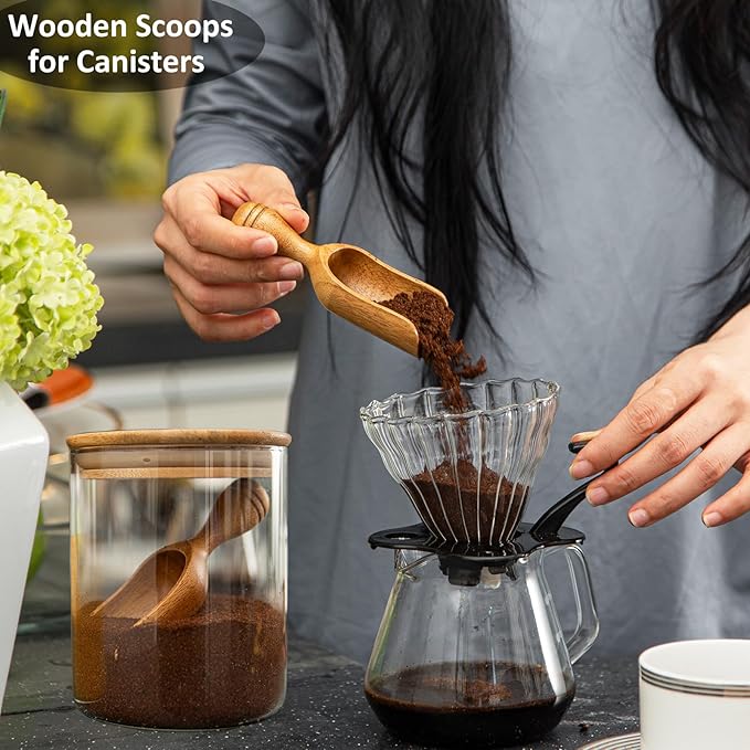 Wooden Scoops for Canisters 3PCS Acacia Wooden Scoop for Jars Small Wood Scoops for Canisters Wooden Scoop for Ground Coffee Scoop for Seasoning Bath Salt Laundry Shovel-Multipurpose