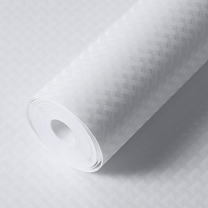 White Shelf Liner Kitchen Cabinet Liners Refrigerator Liners Waterproof & Oil-Proof Cupboard Liner Drawer Mats EVA Material Non Adhesive Fridge Liner 23.6 x 78.7 Inch