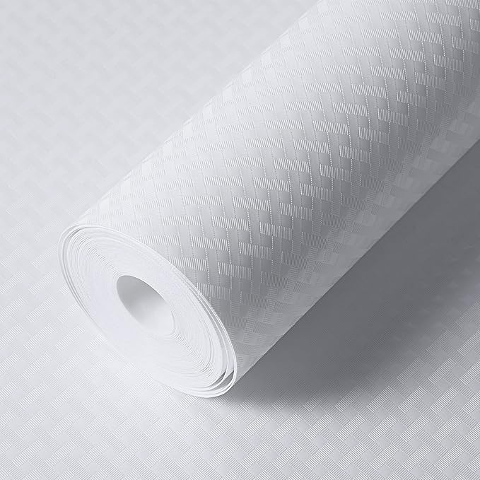 Shelf Liners for Kitchen Cabinets Refrigerator Liners Waterproof & Oil-Proof Kitchen Cupboard Liner Non-Slip Drawer Mats EVA Material Non Adhesive Fridge Liner for Shelves-White 17.5 x 236.2 Inches
