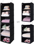 GRANNY SAYS 6-Shelf Hanging Organizer for Closet, Separable to 2 Pack 3-Shelf Hanging Shelves, Hanging Organizer for Bedroom, Black