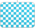 Turquoise Chessboard Dish Drying Mat for Kitchen Countertop 18x24 Teal Plaid Checkered Rectangle Large Drying Mat Reusable Quick Dry Dish Sink Absorbent Mats Easy Clean Decorative Home Essentials