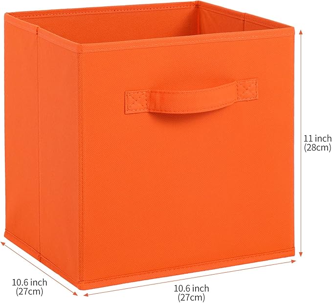 Stero Fabric Storage Bins 6 Pack Fun Colored Durable Storage Cubes with Handles Foldable Cube Baskets for Home, Kids Room, Closet and Toys Organization Multi Colors-2