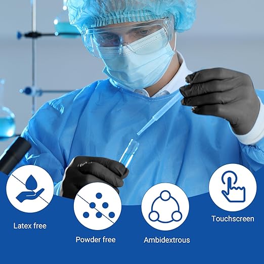 JMU Black Nitrile Gloves, 2000 Count, 3.5Mil XS Nitrile Gloves, Latex Free Powder Free