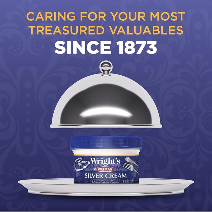 Wright's Silver Cleaner and Polish Cream - 6 Pack - 8 Ounce - Ammonia-Free - Gently Clean and Remove Tarnish without Scratching