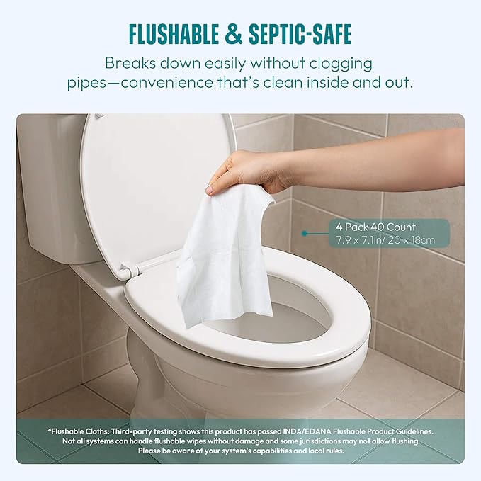 Large Feminine Wipes for Women, pH Balanced Soft Gentle Soothing Unscented Flushable Personal Hygiene Wipes for Intimate Period Care Portable to Go Sensitive Sanitary Wipes Travel (10ct, Pack of 20)