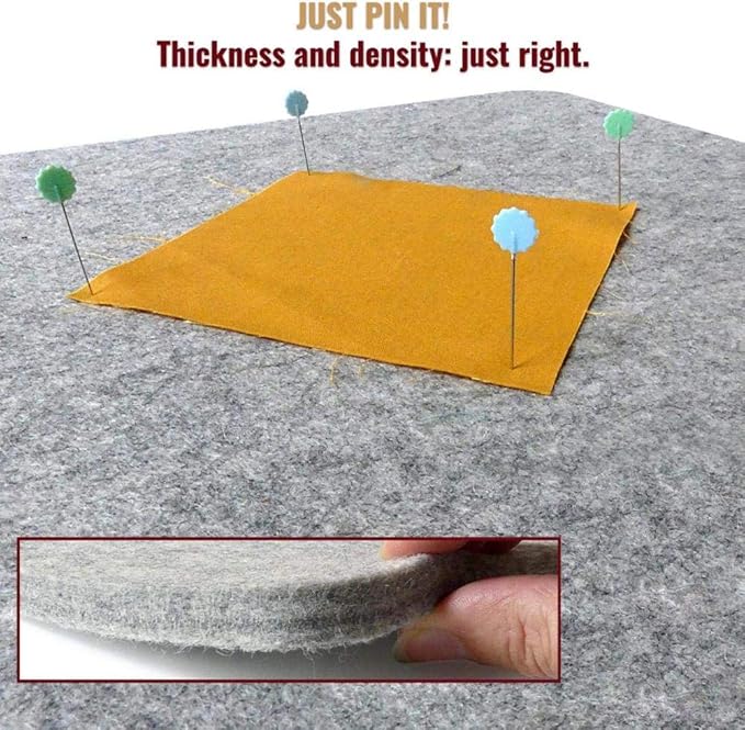 Wool Pressing Mat Set (Deluxe 2 Pack) Includes 24 x17 and 10 x 10 mats with Quilting Supplies in Pouch, 100% Pure New Zealand Wool, 2 Wool Pressing Mats Comes with Large Size & Portable Size (2 Mats)