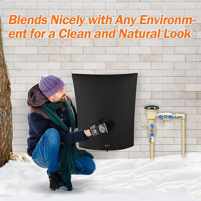 Backflow Preventer Pipe Insulation Cover (5°F) - Irrigation Sprinkler Valve Insulated Pouch - Water Well Pump Cover - Sturdy 5 Layers for Winter Freeze Protection, 24" W x 30" H, Black