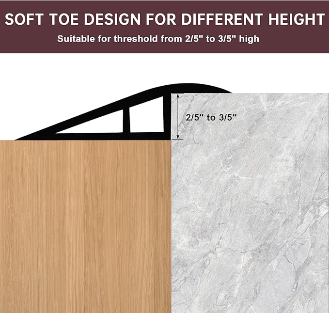Vinyl Door Threshold Flooring Transition Strip Self Adhesive Carpet Edging Strip for Laminate Doorway Edge Threshold from 2/5" to 3/5" (Black Walnut Wood Grain, 3.3 Ft)