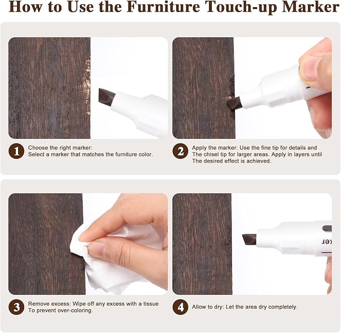 Dual Tip Furniture Markers Touch Up,Upgrade 13 Pcs Wood Markers Furniture Repair Kit,Touch Up Paint Pen and Wood Filler Putty Stick with Sharpener Kit,for Wood Stain Remover,Wood Floor Scratch Repair