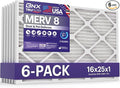 BNX TruFilter 16x25x1 Air Filter MERV 8 (6-Pack) - MADE IN USA – Dust & Pet Defense Electrostatic Pleated Air Conditioner HVAC AC Furnace Filters for Dust, Pet, Mold, Pollen MPR 600 – 700 & FPR 5