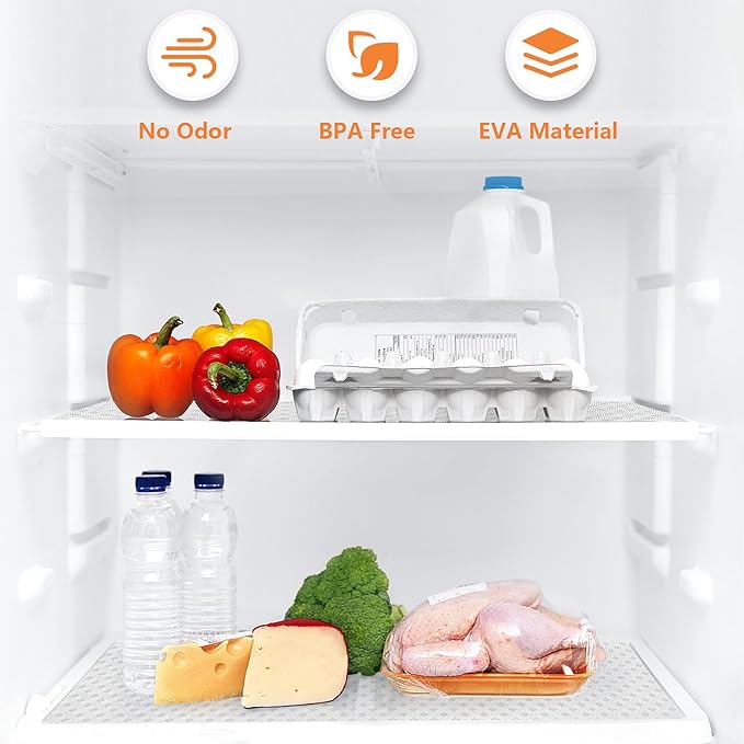 Shelf Liners for Kitchen Cabinets Refrigerator Liners Waterproof Kitchen Cupboard Liner Durable Plastic Drawer Mats EVA Material Non Adhesive Fridge Mats for Shelves - Clear 17.5 x 236.2 Inches
