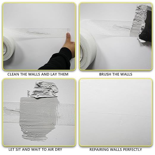 6" 100 Feet Drywall Joint Tape, Self-Adhesive Encrypted Fiberglass Drywall Repair Mesh Tape for Wall Cracks and Seam Patch