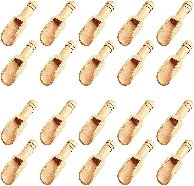 20pc Mini Wooden Spoons，Mini Bamboo Spoons for Bath Salts, tea scoop, Washing Powder spoon，wooden candy spoon