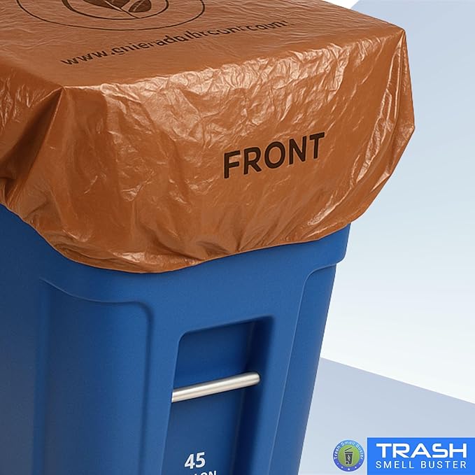 Trash Can Cover Odor Eliminating Bag with Elastic Rubber Band Lemon Scented Durable Effective Chemical Free 45 Gallon Size 1 Cover