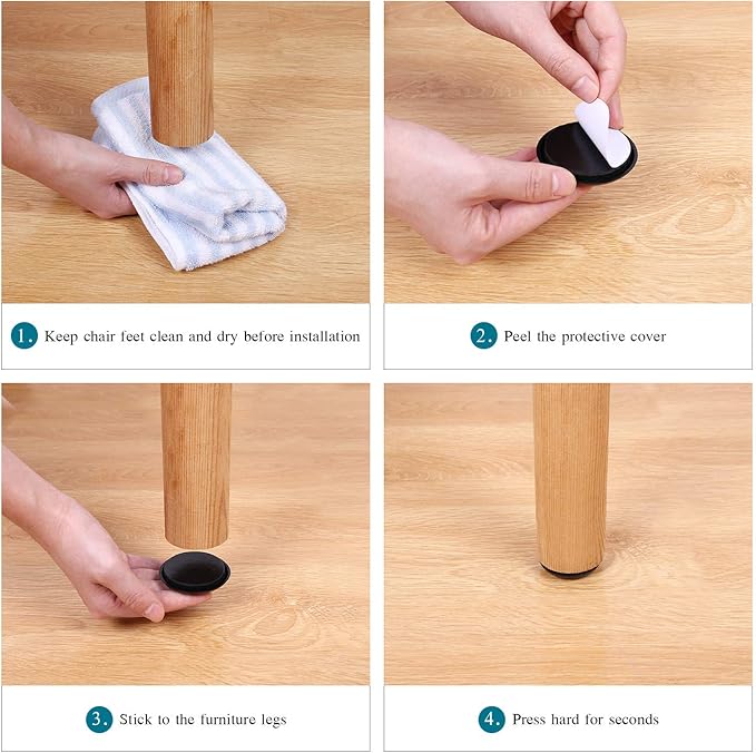 Ezprotekt 2.5 inch Square Self Adhesive Furniture Movers Sliders for Carpet, 16 Pcs Self Stick Furniture Moving Pads for Chair Table Desk Bed Sofa Couch (Black)