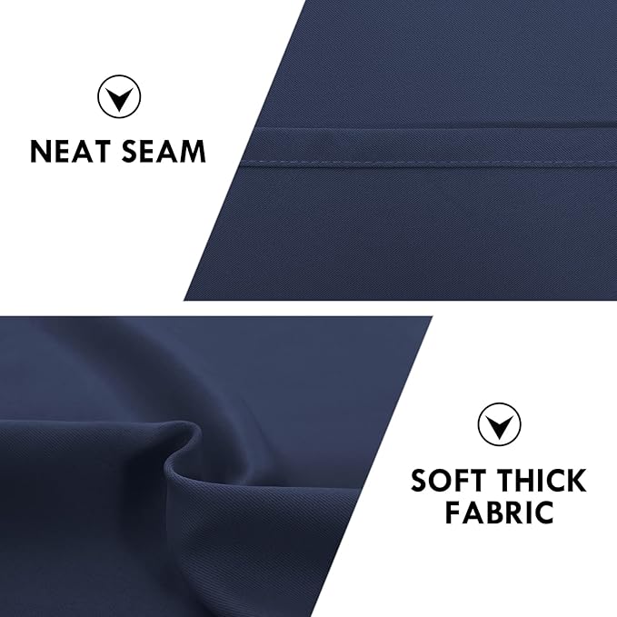 DWCN Navy Room Darkening Blackout Curtains - Thermal Insulated Privacy Energy Saving Window Curtain Drapes 42 x 72 inch Length, Set of 2 Bedroom Living Room Curtains
