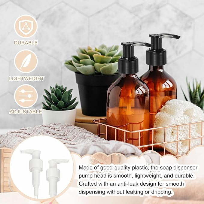 uxcell 12 Pcs Soap Dispenser Pump Heads Soap Dispensers Top Pumps Replacement Switch Pumphead for Standard 24/426 Neck Size Lotion Shampoo Bottle, White