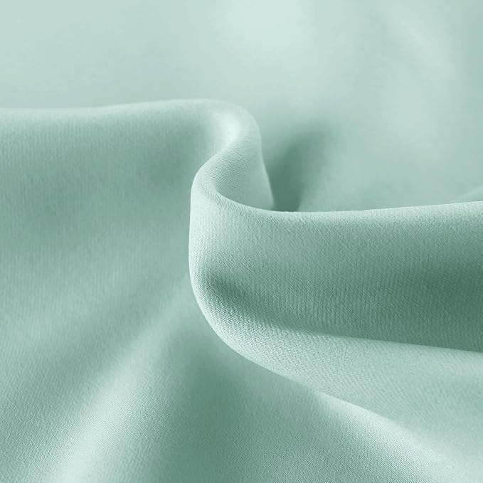 DWCN French Door Curtains – Rod Pocket Thermal Blackout Curtain for Doors with Glass Window, Kitchen and Patio Doors for Privacy, 54 X 72 Inches Long, 1 Curtain Panel with Tieback, Mint Green