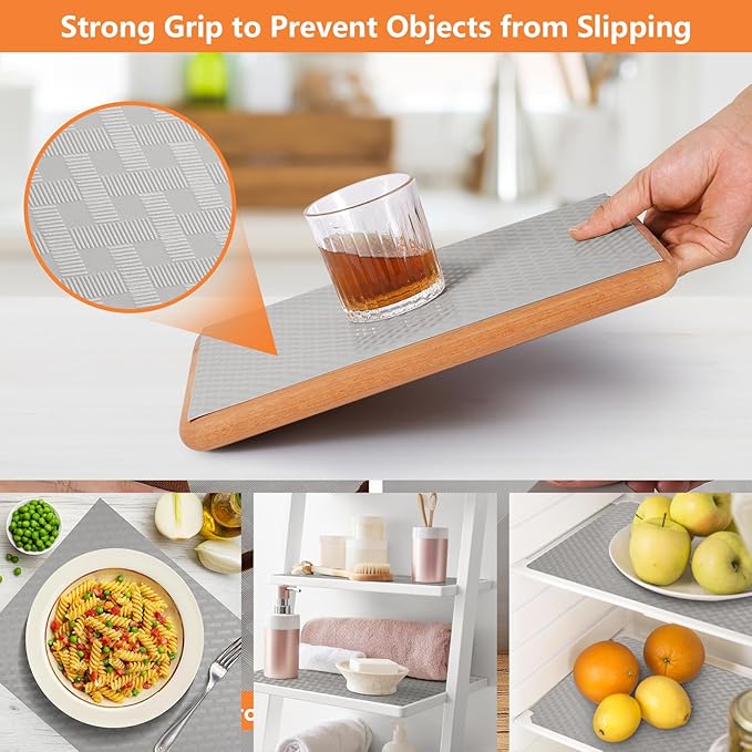 Light Gray Shelf Liners for Kitchen Cabinets Refrigerator Liners Waterproof & Oil-Proof Kitchen Cupboard Liner Drawer Mats EVA Material Non Adhesive Fridge Liner for Shelves 11.8 x 236.2 Inches