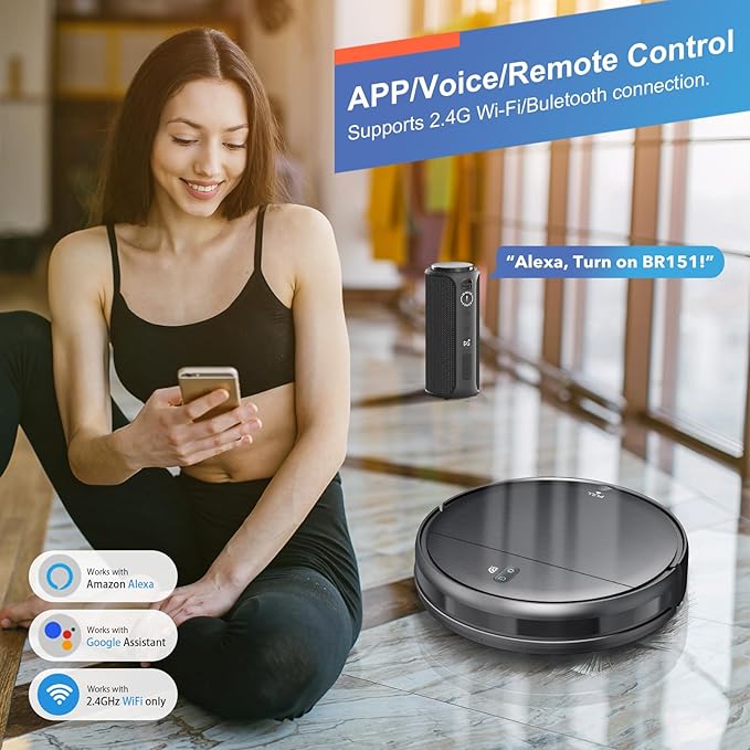 Robot Vacuum and Mop Combo, 2 in 1 Robotic Vacuum Cleaner with Schedule, App/Alexa/Voice Control, Slim 2.87", Self-Charging, 2300 Pa Suction & Long Runtime, Ideal for Hard Floor, Pet Hair, Carpet