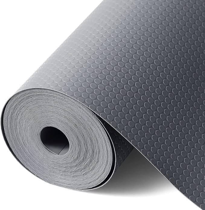 Shelf Liners for Kitchen Cabinet Waterproof Drawer Liner Non Adhesive EVA Material Cupboard Mat Refrigerator Mats Fridge Liner for Desks Gray Liner 23.6 x 393.7 Inches