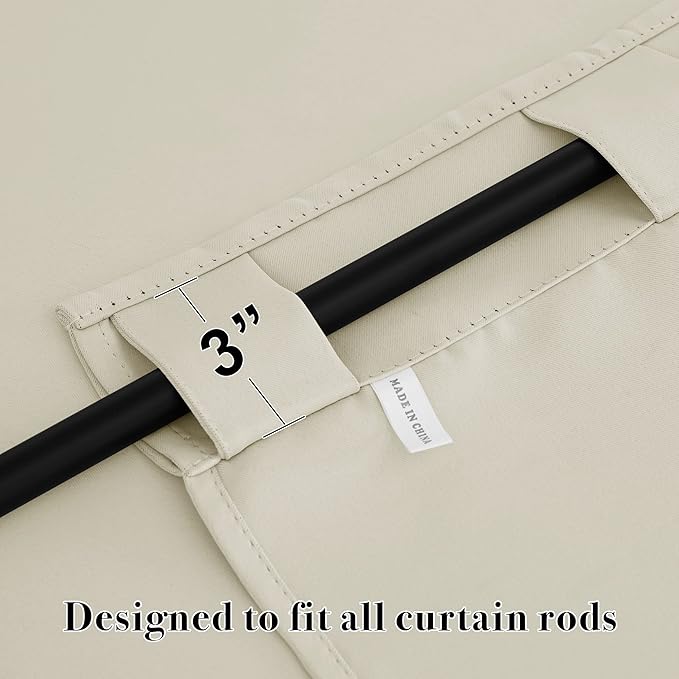 RYB HOME Kitchen Window Curtains - Blackout Privacy Half Window Curtains for Bedroom Bathroom Dining Living Room Cafe Office Short Tiers Drapes, W 34 x L 36 inches, 2 Panels, Beige