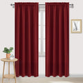 DWCN Christmas Blackout Curtains Room Darkening Thermal Insulated Bedroom Curtains Window Curtain Panels, 38 x 84 inches Long, Set of 2 Burgundy Rod Pocket Drapes