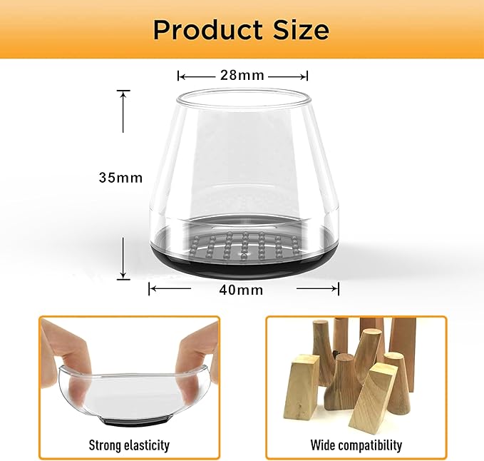 Furniture Sliders,24 PCS Chair Leg Sliders for Carpet, Furniture Movers Sliders, Carpet Chairs Furniture Glides, Floor Protectors, Carpet Moving Sliders Easily Move.(Clear,Fit:1.2-1.6")