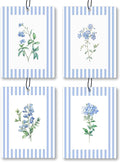 Rustic Blue Floral Car Air Freshener 4 Pcs, Preppy Blue Striped Flower Hanging Scents Air Freshener for Women Girls Gifts, Cottagecore Scented Car Accessories Decor for Room Closet Drawer
