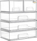 Vtopmart Clear Stackable Storage Drawers Set of 5, Plastic Organizer Bins for Makeup, Cosmetics, Beauty Supplies,Ideal for Vanity, Bathroom,Cabinet,Pantry Organization