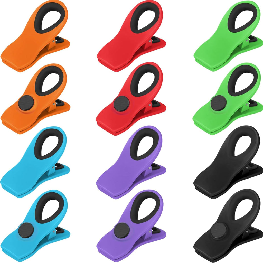 12 Pack Magnetic Chip Clips for Food Packages, Kitchen Clips with Magnet for Refrigerator, Plastic Assorted Colors for Food Storage