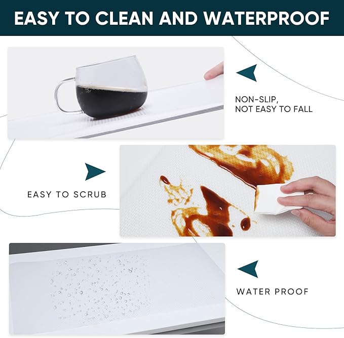 Shelf Liners for Kitchen Cabinets Non-Adhesive & Washable,Non Slip Cabinet Liners for Shelves Waterproof & Oil Proof,Clear Plastic Drawer Liner,Easy to Cut & Food-Grade EVA 12'' x 20' x 4 Rolls CT-122