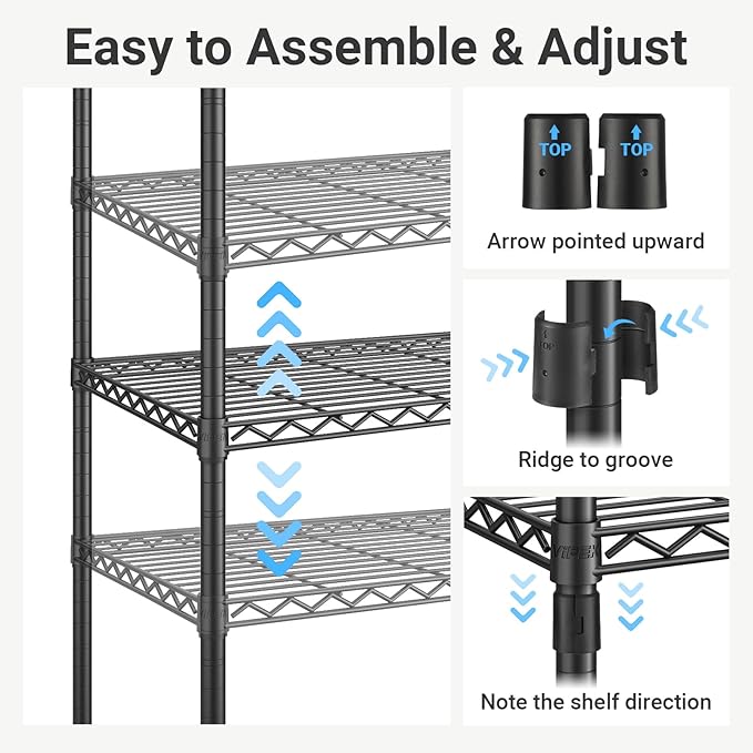 VIPEK V1 Wire Garment Rack 4 Tiers Heavy Duty Clothes Racks for Hanging Clothes Large Clothing Rack Freestanding Closet with Hanging Rod, 35.4'' L X 15.7'' W X 70.9'' H, Max Load 500LBS, Black