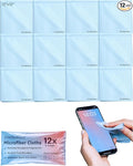 Elite Screens Microfiber Cleaning Cloth - Pack of 12, 12" x 12", Blue - Streak-Free Vision & Glasses Wipes - Quick-Dry Reusable & Eyeglass Wipes - Portable & Screen Cleaning Cloth