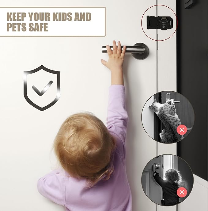 Password Rotary Hasp Locks, Digit Combination Lock Door Security Slide Latch Door Lock for Drawers, File Cabinets, Cabinets, Interior Doors, Barns, Garage Doors, Fence (4 Inch)