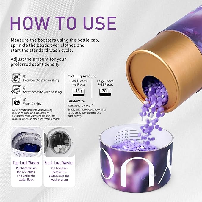 YUCO Scent Beads Laundry Natural,Ultra-Concentrated Two-Color Laundry Beads,Effective Fabric Deodorizer,Soften,Static Free,Microcapsule Tech Scent Lock Fresh Last 12Weeks(Lavender Amberwood,12.6OZ)