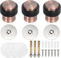 PATIKIL 3Set Round Door Stoppers, 46mm Stainless Steel Door Stop Doorstop Wedge Metal Cylinder Self Adhesive with Screw for Bottom of Door Floor Inside, Copper Tone