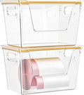 2 Pack Stackable Storage Trash Bag Holder with Bamboo Top, Large Garbage Trash Bag Dispenser, laundry room organization, Kitchen Pantry Organizer Storage for Onion, Potato, Snack