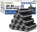 30-35 Gallon Trash Bags Heavy Duty 1.5 Mil - 35" x 37" 100 Count Large Black Garbage Bags 30+ Gallon Strong Plastic Trash Can Liners for Home Kitchen Commercial Lawn and Leaf