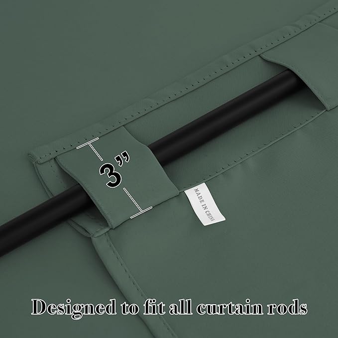 RYB HOME Blackout Curtains for Bedroom, Small Windows Shades Thermal Insulating Privacy Drapes for Living Room Classroom Kitchen Bathroom Dining, Wide 42 x Long 36 inch, Dark Green, 2 Panels