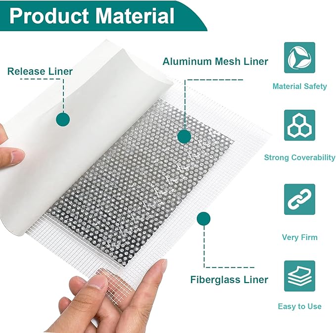 19 Pack Drywall Repair Kit for Large Holes, 2/4/6/8 Inch Dry Wall Patch Kits for Erase a Small Nail Hole, Plaster Wall Patching Self Adhesive Aluminum Mesh with Scraper and Sandpaper