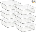 Ravinte 6 Pack Drawer Organizer - 6" X 6" Plastic Storage Bins, Acrylic Organizers with Non-Slip Pads Clear Desk Storage Tray for Makeup, Jewelries, Kitchen Utensils, Bathroom and Office