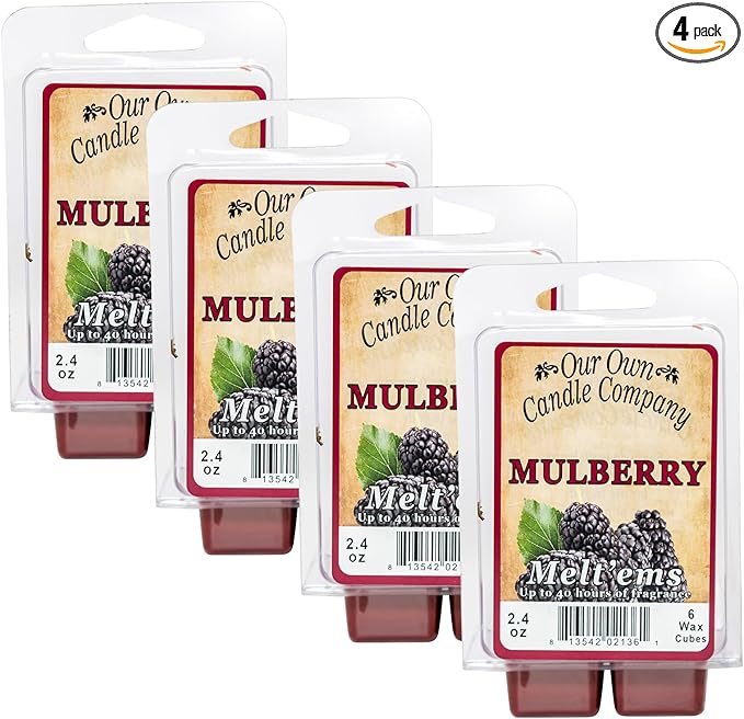 Our Own Candle Company Premium Wax Melt, Mulberry Scent, Handmade in The USA, 24 Cubes (4 Pack, 9.6oz Total)