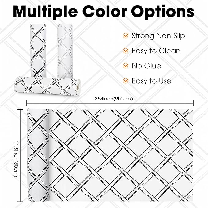 Drawer and Shelf Liner for Kitchen Cabinets Non-Adhesive, Non-Slip Cabinet Liner Shelf Paper Strong Grip Waterproof Easy to Clean for Kitchen Shelves Cupboard,Geometric,12IN X 30FT